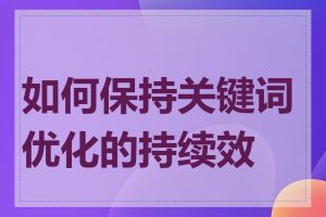 如何保持关键词优化的持续效果