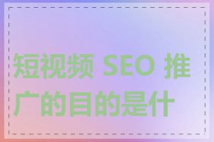 短视频 SEO 推广的目的是什么