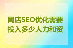 网店SEO优化需要投入多少人力和资金