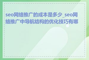 seo网络推广的成本是多少_seo网络推广中导航结构的优化技巧有哪些