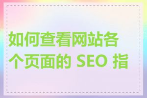 如何查看网站各个页面的 SEO 指数