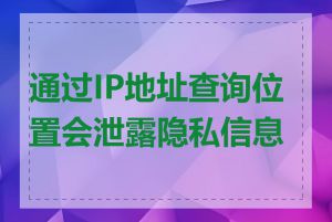 通过IP地址查询位置会泄露隐私信息吗