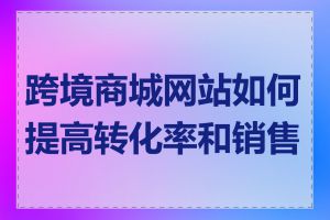 跨境商城网站如何提高转化率和销售额