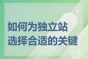 如何为独立站选择合适的关键词