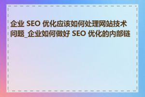 企业 SEO 优化应该如何处理网站技术问题_企业如何做好 SEO 优化的内部链接