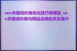 seo关键词价格优化技巧有哪些_seo关键词价格与网站业绩的关系是什么