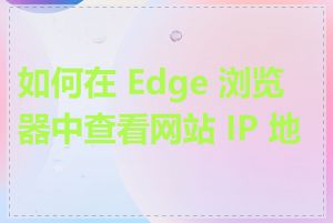 如何在 Edge 浏览器中查看网站 IP 地址