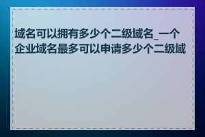 域名可以拥有多少个二级域名_一个企业域名最多可以申请多少个二级域名