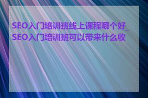 SEO入门培训班线上课程哪个好_SEO入门培训班可以带来什么收益