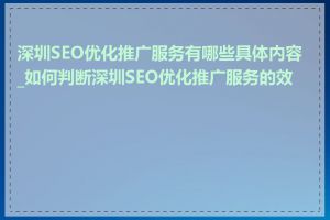 深圳SEO优化推广服务有哪些具体内容_如何判断深圳SEO优化推广服务的效果