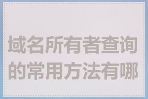 域名所有者查询的常用方法有哪些