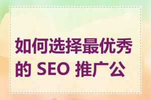 如何选择最优秀的 SEO 推广公司