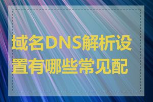 域名DNS解析设置有哪些常见配置