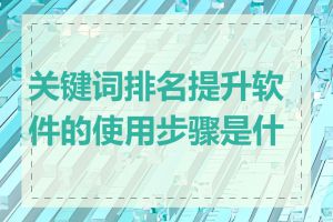 关键词排名提升软件的使用步骤是什么