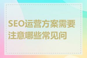 SEO运营方案需要注意哪些常见问题