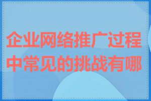 企业网络推广过程中常见的挑战有哪些