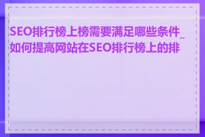 SEO排行榜上榜需要满足哪些条件_如何提高网站在SEO排行榜上的排名