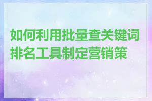 如何利用批量查关键词排名工具制定营销策略