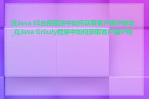 在Java EE应用程序中如何获取客户端IP地址_在Java Grizzly框架中如何获取客户端IP地址