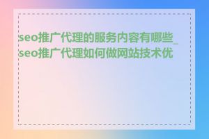 seo推广代理的服务内容有哪些_seo推广代理如何做网站技术优化