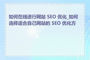 如何在线进行网站 SEO 优化_如何选择适合自己网站的 SEO 优化方式