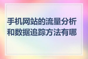 手机网站的流量分析和数据追踪方法有哪些