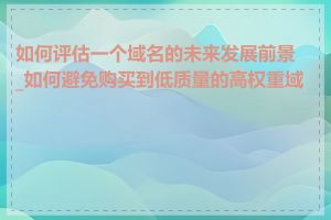 如何评估一个域名的未来发展前景_如何避免购买到低质量的高权重域名