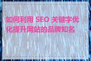 如何利用 SEO 关键字优化提升网站的品牌知名度