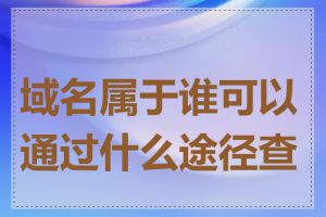 域名属于谁可以通过什么途径查询