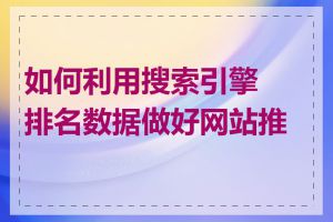 如何利用搜索引擎排名数据做好网站推广