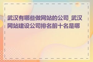 武汉有哪些做网站的公司_武汉网站建设公司排名前十名是哪些