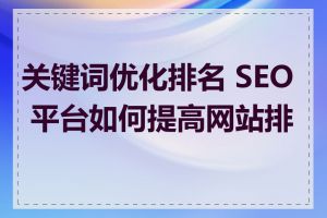 关键词优化排名 SEO 平台如何提高网站排名