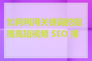 如何利用关键词挖掘提高短视频 SEO 排名