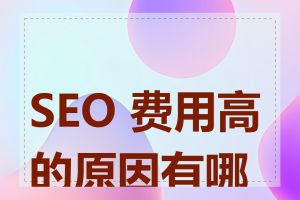 SEO 费用高的原因有哪些