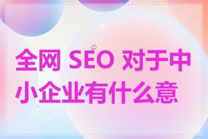 全网 SEO 对于中小企业有什么意义