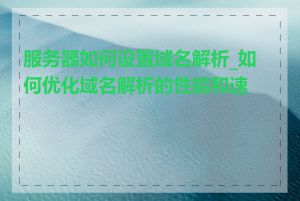 服务器如何设置域名解析_如何优化域名解析的性能和速度