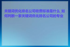 关键词优化排名公司收费标准是什么_如何判断一家关键词优化排名公司的专业度