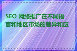 SEO 网络推广在不同语言和地区市场的差异和应用