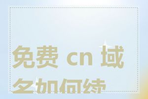 免费 cn 域名如何续期