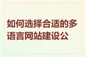 如何选择合适的多语言网站建设公司