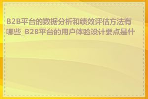 B2B平台的数据分析和绩效评估方法有哪些_B2B平台的用户体验设计要点是什么