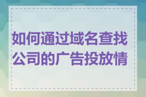 如何通过域名查找公司的广告投放情况