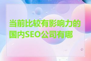 当前比较有影响力的国内SEO公司有哪些