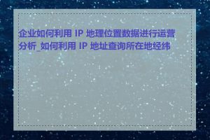 企业如何利用 IP 地理位置数据进行运营分析_如何利用 IP 地址查询所在地经纬度