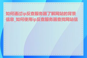 如何通过ip反查服务器了解网站的背景信息_如何使用ip反查服务器查找网站信息