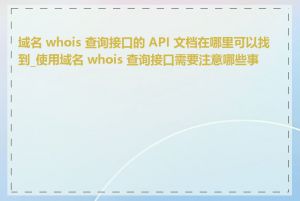 域名 whois 查询接口的 API 文档在哪里可以找到_使用域名 whois 查询接口需要注意哪些事项