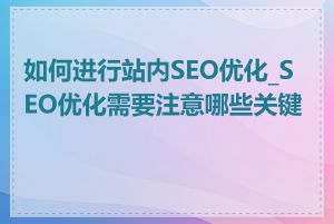 如何进行站内SEO优化_SEO优化需要注意哪些关键点