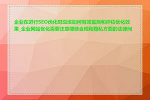 企业在进行SEO优化时应该如何有效监测和评估优化效果_企业网站优化需要注意哪些合规和隐私方面的法律问题