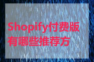 Shopify付费版有哪些推荐方案