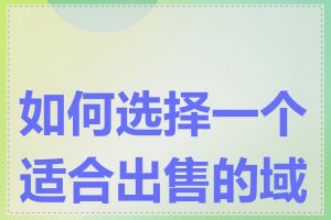 如何选择一个适合出售的域名